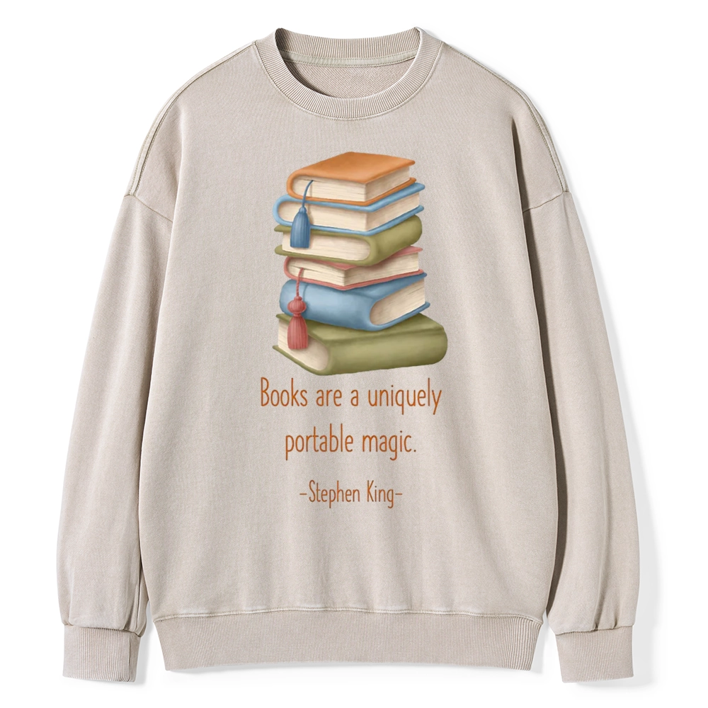 Pagewings Books Are A Uniquely Portable Magic Unisex Washed Sweatshirt
