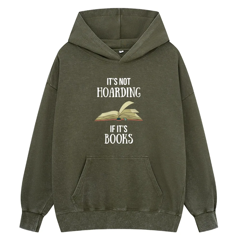 Pagewings It's Not Hoarding If It's Books Unisex Washed Hoodie