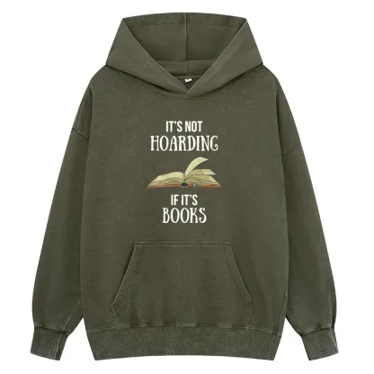 Pagewings It's Not Hoarding If It's Books Unisex Washed Hoodie