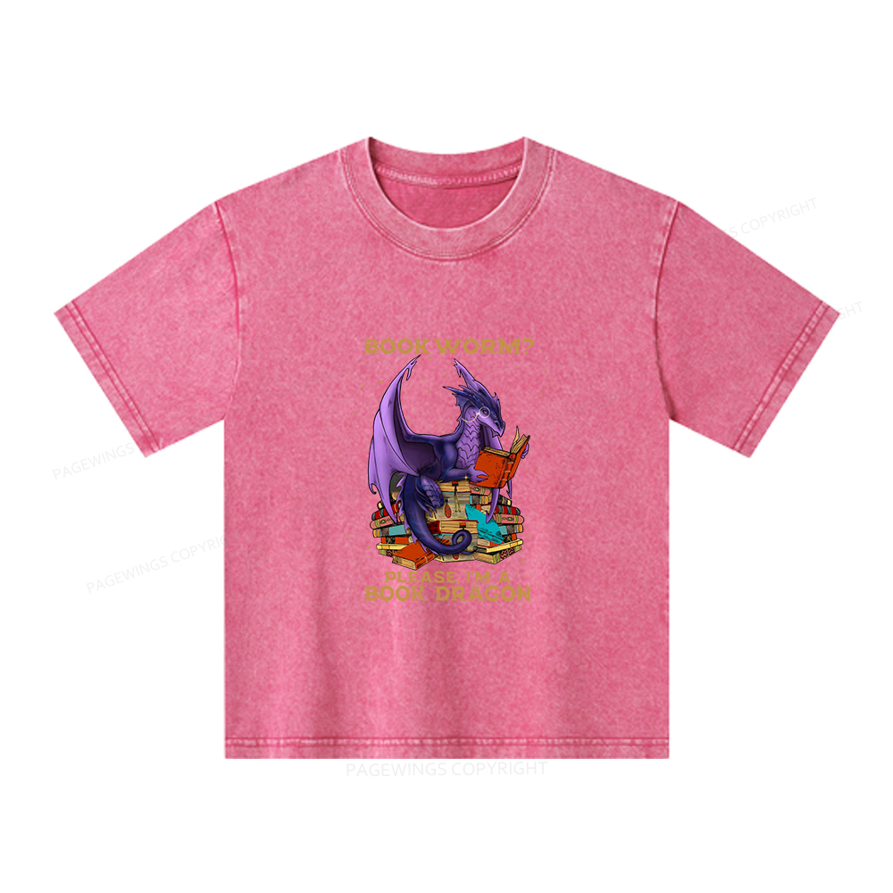 Pagewings Bookworm Please I'm A Book Dragon Unisex Kids Washed T-shirt