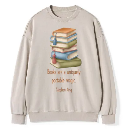 Pagewings Books Are A Uniquely Portable Magic Unisex Washed Sweatshirt