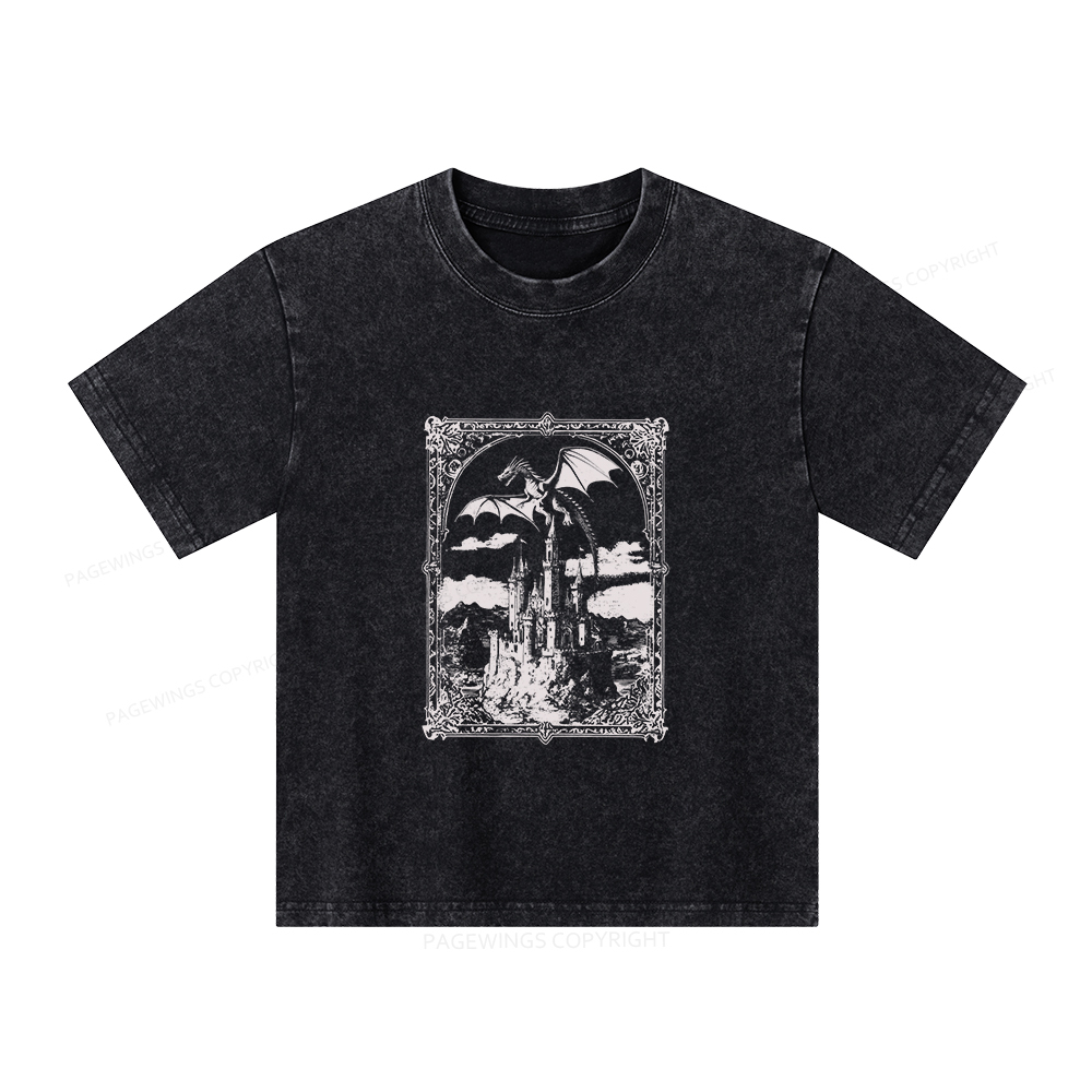 Pagewings Vintage Dragon Unisex Kids Washed T-shirt