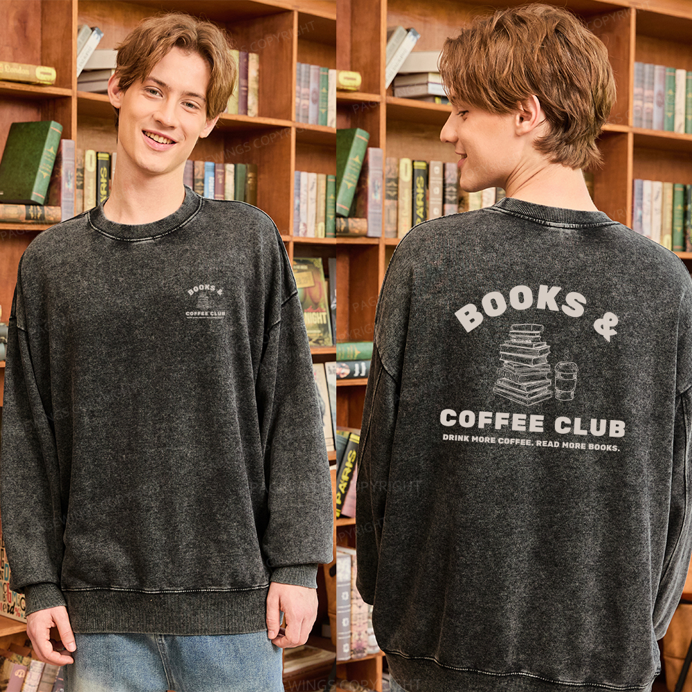 Pagewings Books and Coffee Club Unisex Washed Sweatshirt