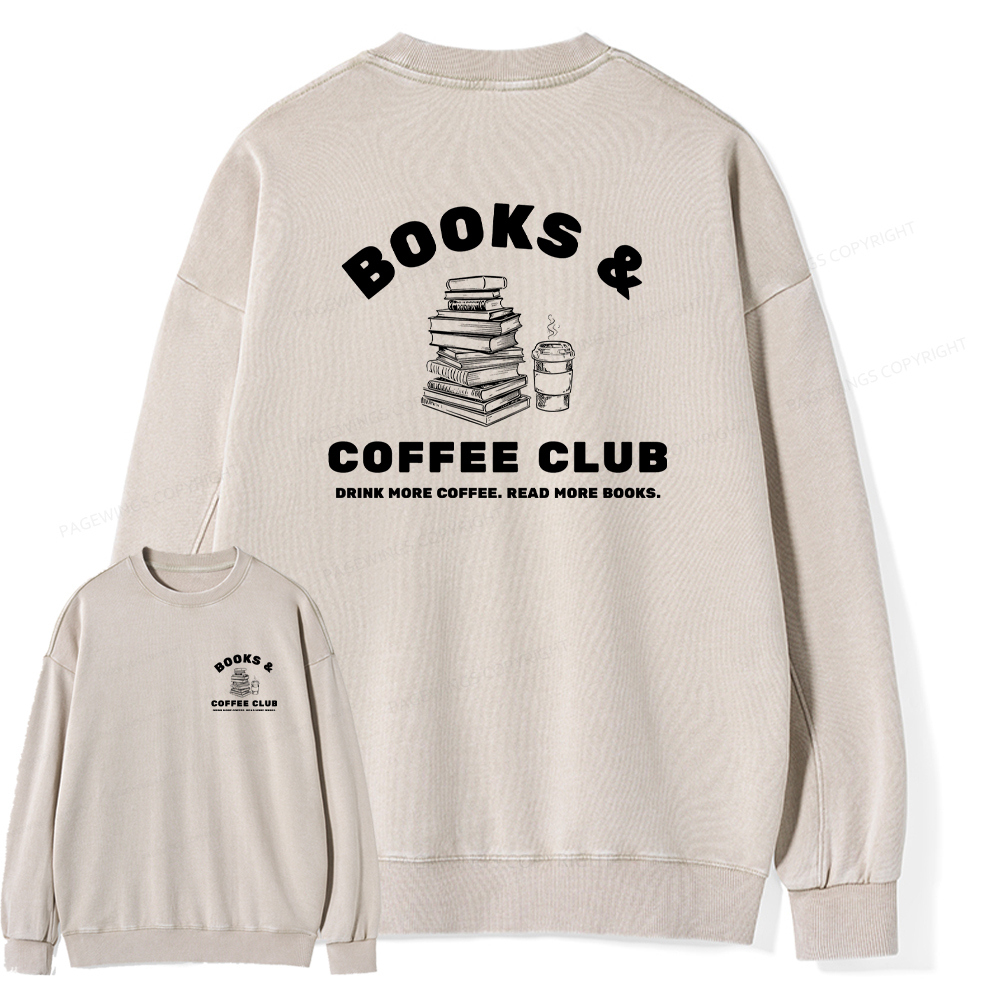 Pagewings Books and Coffee Club Unisex Washed Sweatshirt