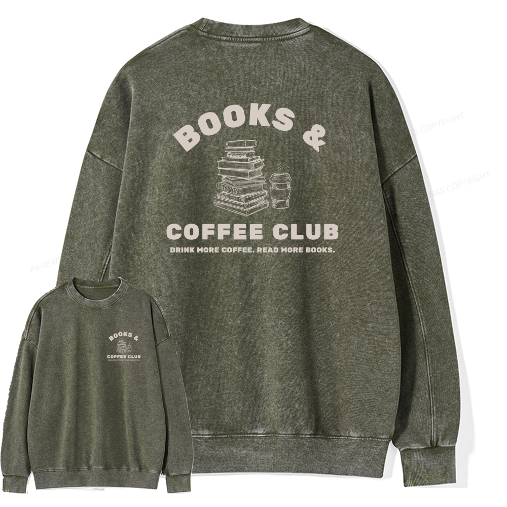 Pagewings Books and Coffee Club Unisex Washed Sweatshirt