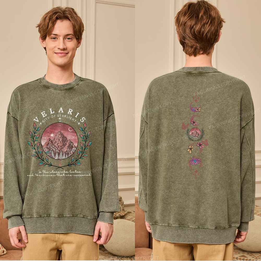 Pagewings Velaris City Of Starlight Unisex Washed Sweatshirt