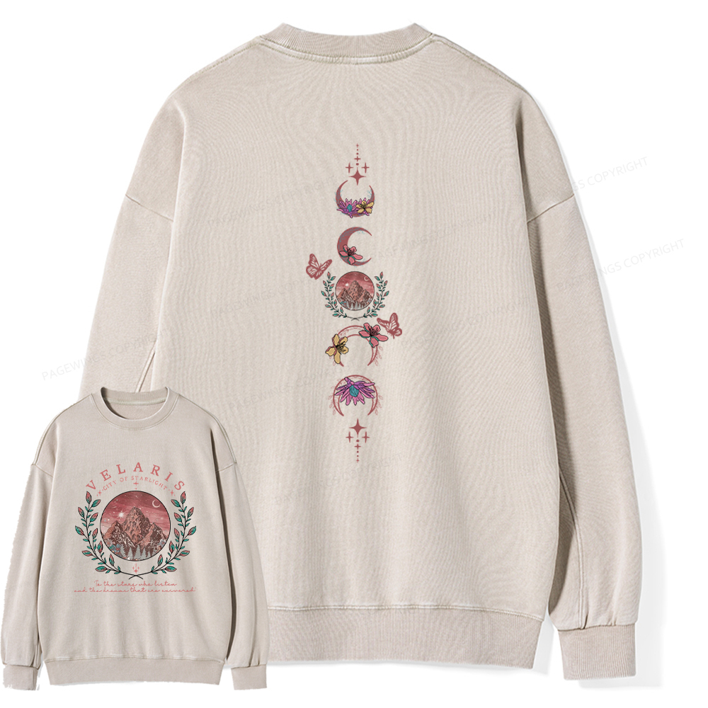 Pagewings Velaris City Of Starlight Unisex Washed Sweatshirt