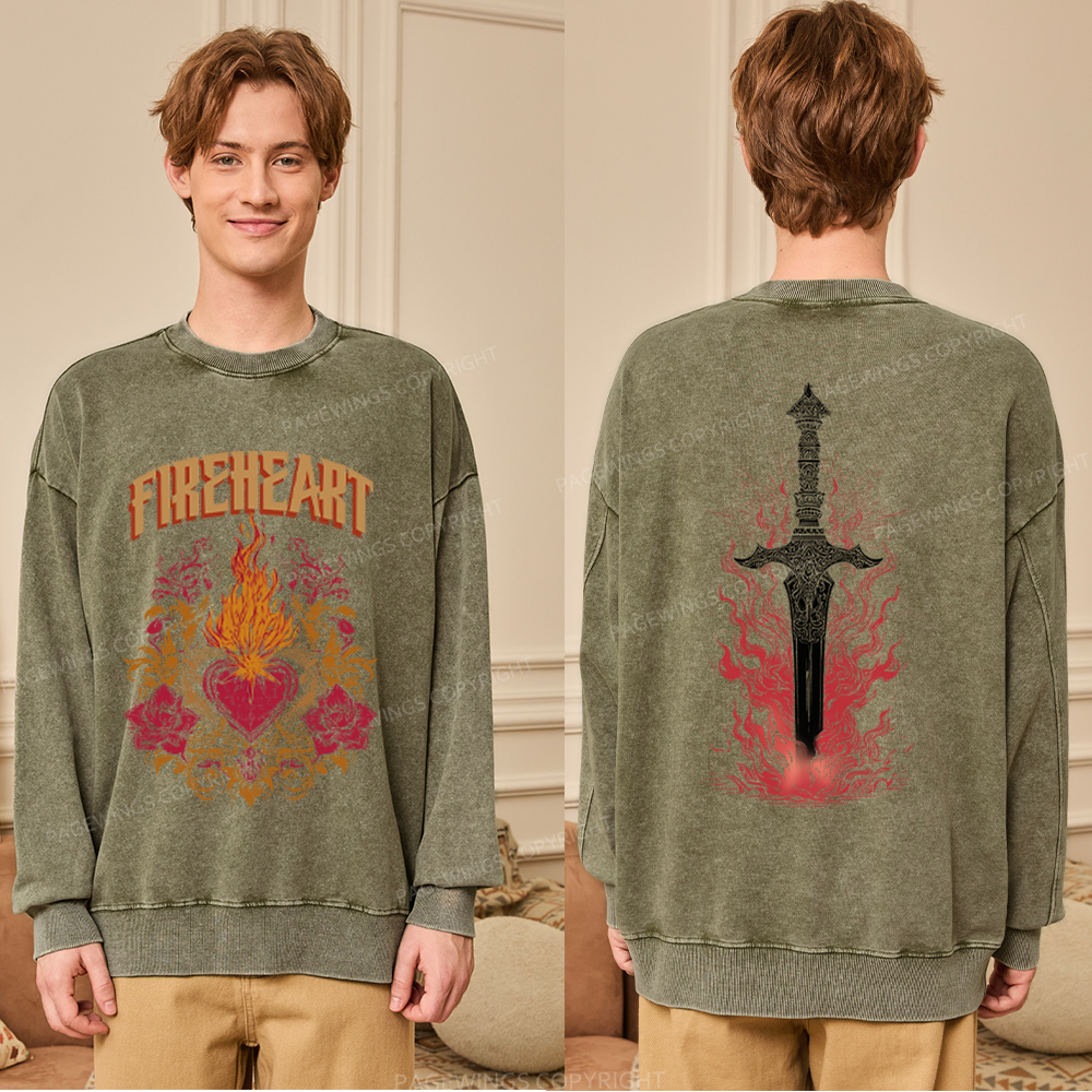 Pagewings Fireheart Unisex Washed Sweatshirt