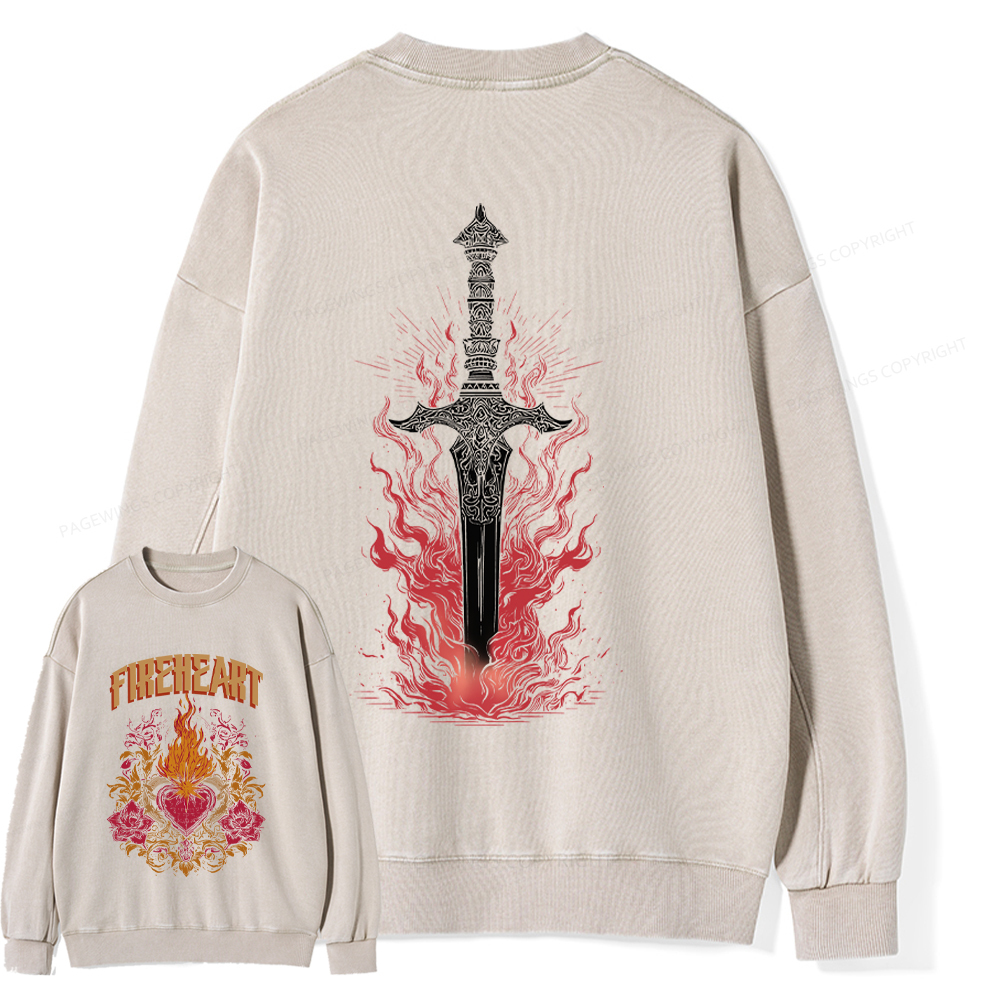 Pagewings Fireheart Unisex Washed Sweatshirt