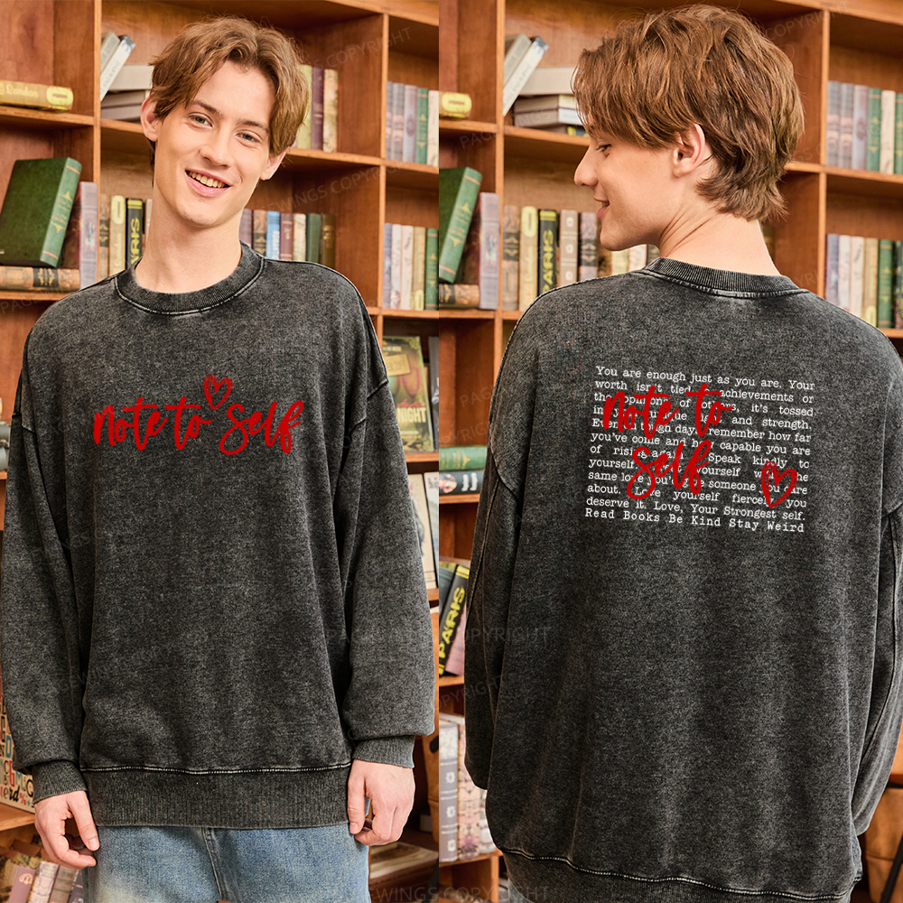Pagewings Note To Self Unisex Washed Sweatshirt