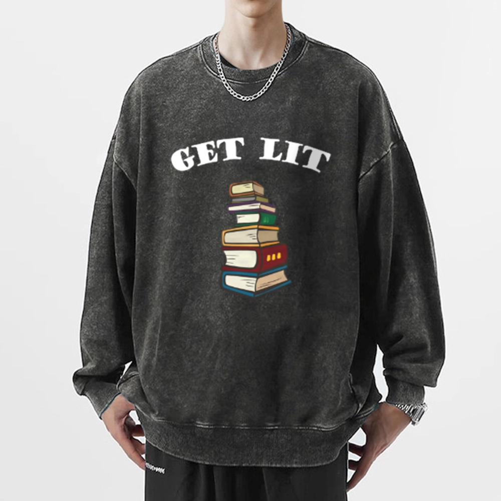 Pagewings Get Lit Unisex Washed Sweatshirt