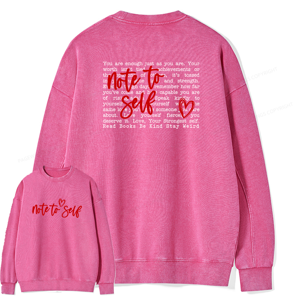 Pagewings Note To Self Unisex Washed Sweatshirt