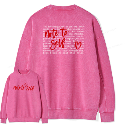 Pagewings Note To Self Unisex Washed Sweatshirt