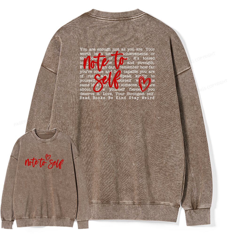 Pagewings Note To Self Unisex Washed Sweatshirt