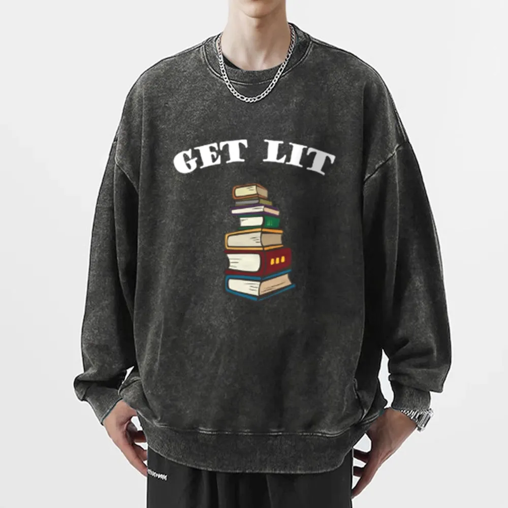 Pagewings Get Lit Unisex Washed Sweatshirt