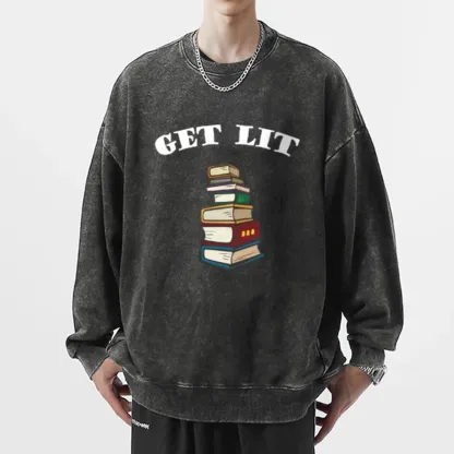 Pagewings Get Lit Unisex Washed Sweatshirt