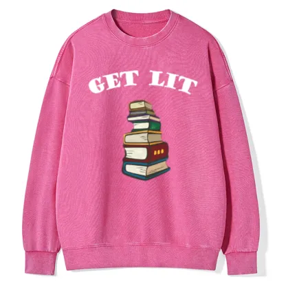 Pagewings Get Lit Unisex Washed Sweatshirt