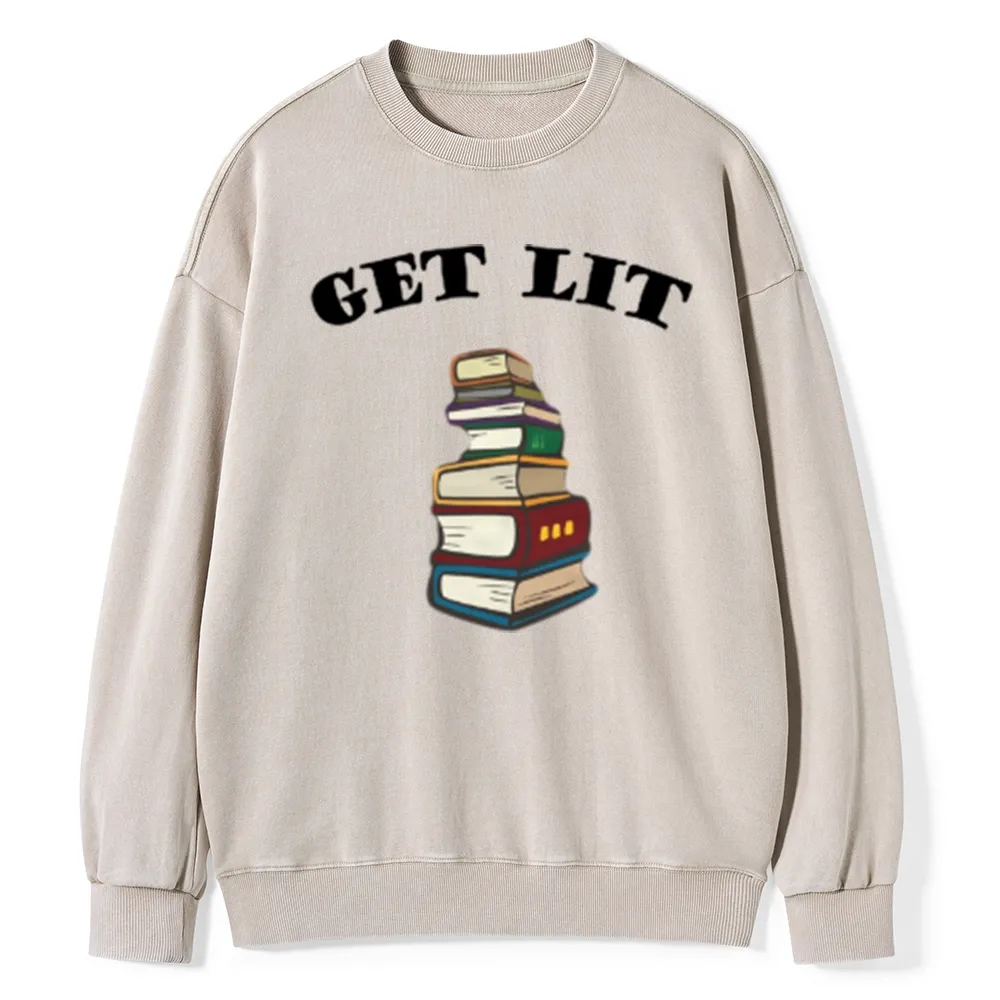 Pagewings Get Lit Unisex Washed Sweatshirt