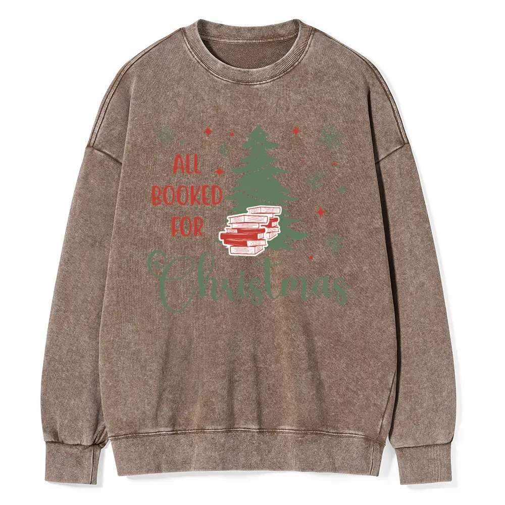 Pagewings All Booked for Christmas Unisex Washed Sweatshirt