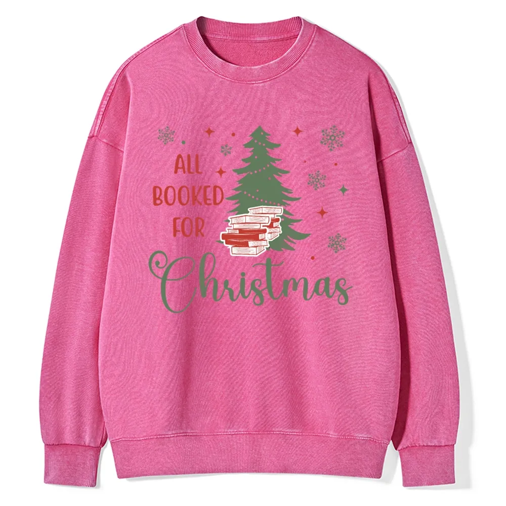 Pagewings All Booked for Christmas Unisex Washed Sweatshirt