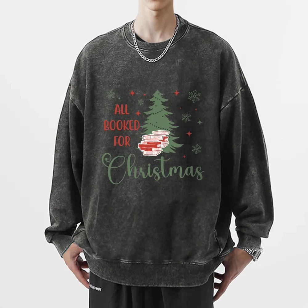 Pagewings All Booked for Christmas Unisex Washed Sweatshirt