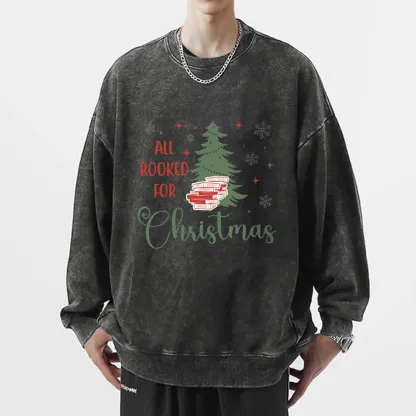 Pagewings All Booked for Christmas Unisex Washed Sweatshirt