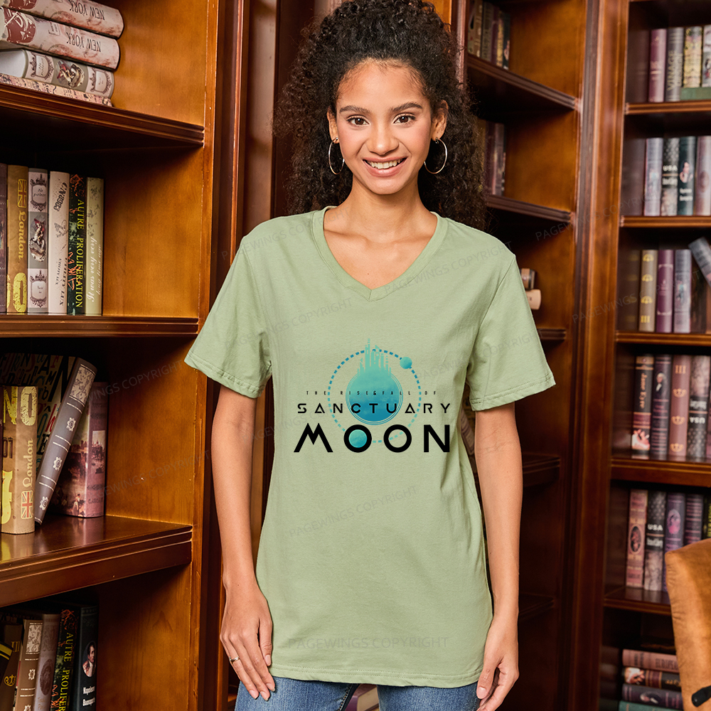 Pagewings Sanctuary Moon V-neck T-shirt