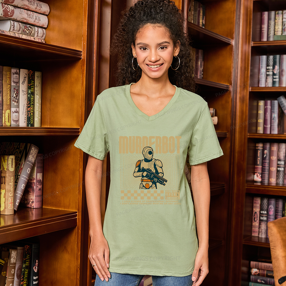 Pagewings Sci-Fiction Robot Hobby V-neck T-shirt