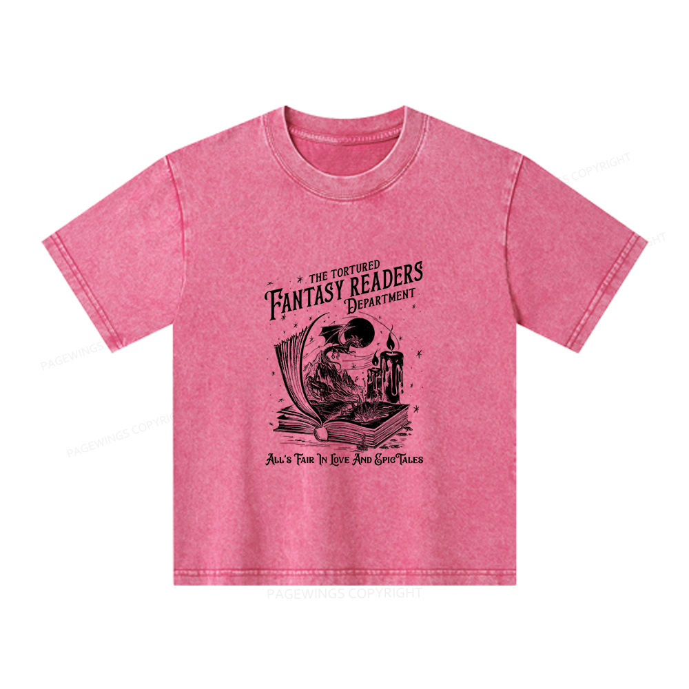 Pagewings The Tortured Fantasy Readers Department Unisex Kids Washed T-shirt