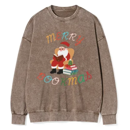 Pagewings Merry Bookmas Christmas Unisex Washed Sweatshirt