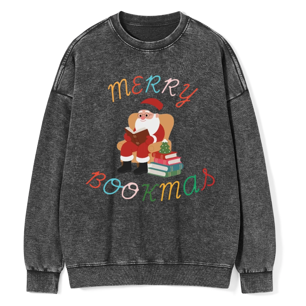 Pagewings Merry Bookmas Christmas Unisex Washed Sweatshirt