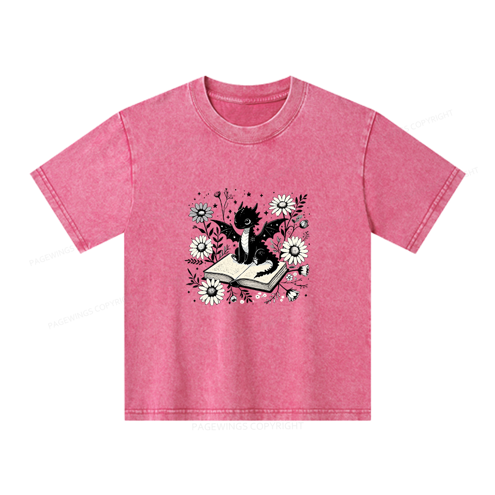 Pagewings Bookworm Dragon Unisex Kids Washed T-shirt
