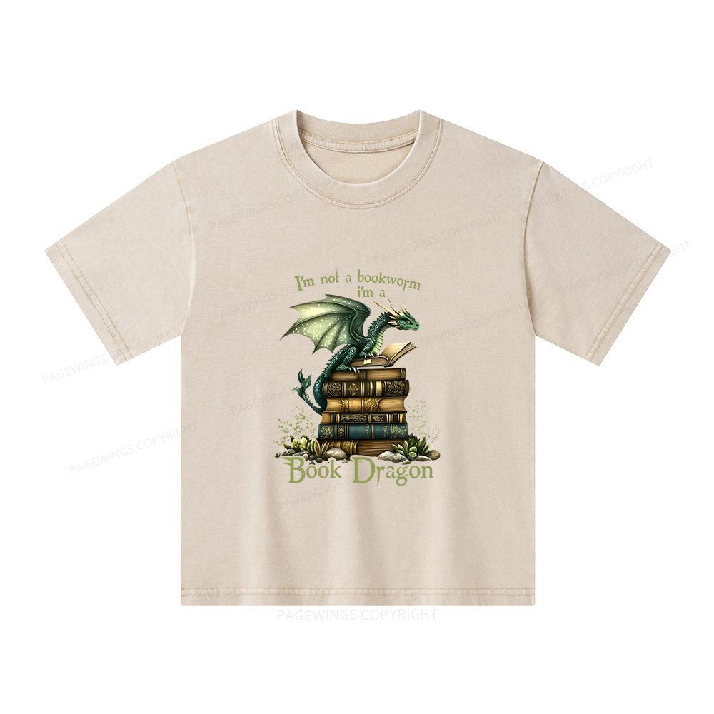 Pagewings Book Dragon Unisex Kids Washed T-shirt