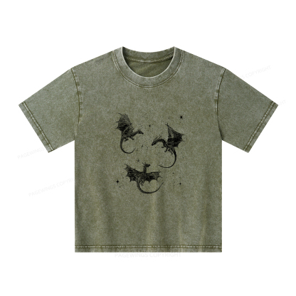 Pagewings Dragon Fantasy Unisex Kids Washed T-shirt