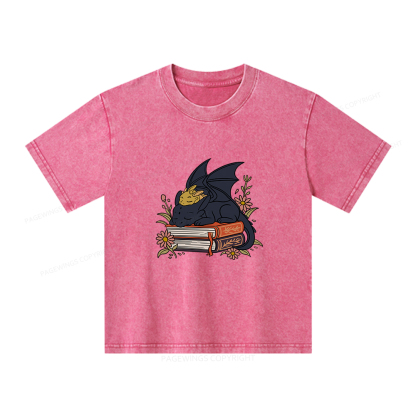 Pagewings Dragon Book Unisex Kids Washed T-shirt