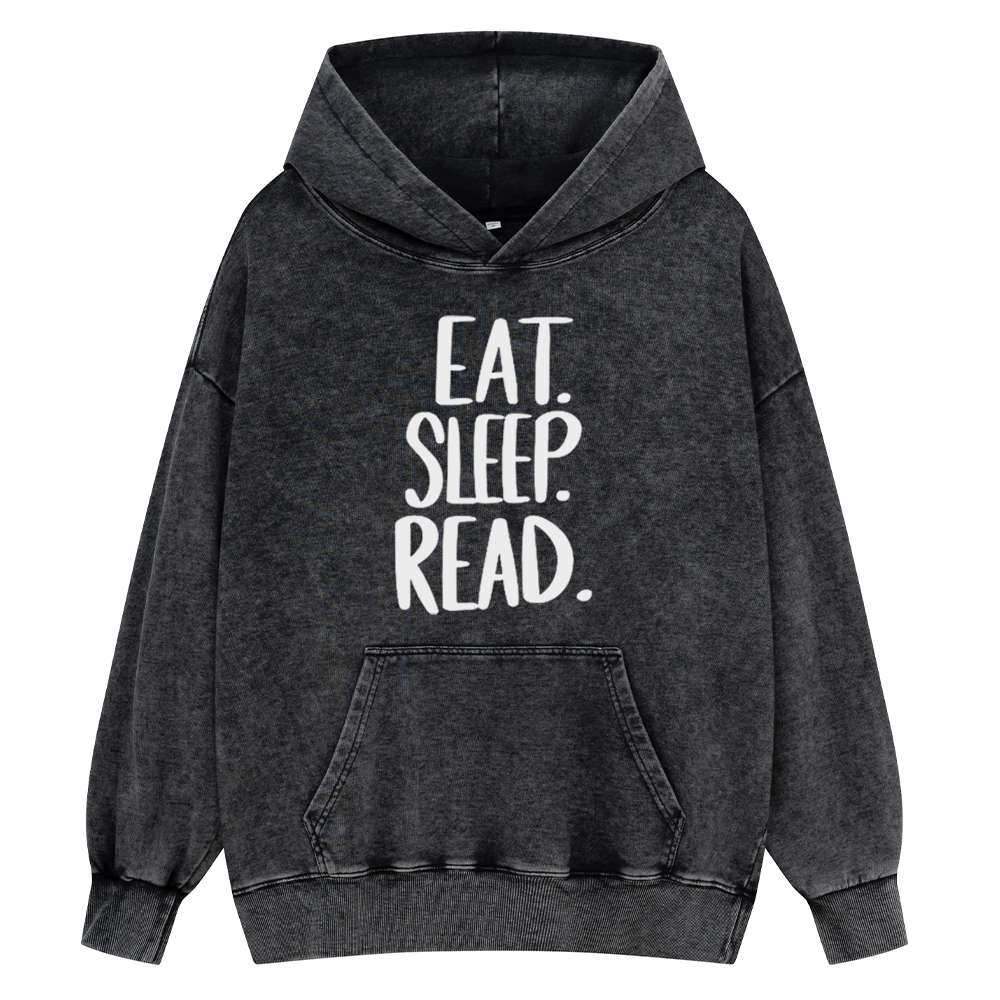 Pagewings Eat Sleep Read Unisex Washed Hoodie