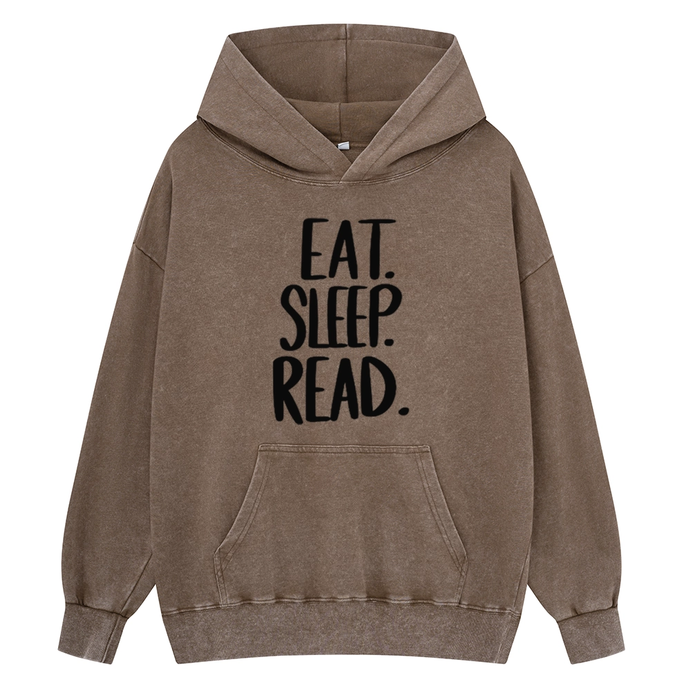 Pagewings Eat Sleep Read Unisex Washed Hoodie