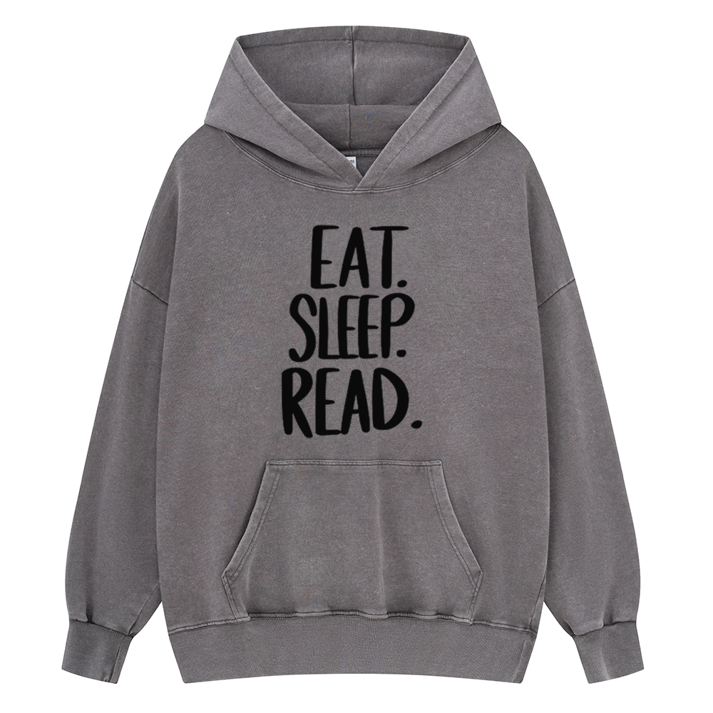 Pagewings Eat Sleep Read Unisex Washed Hoodie