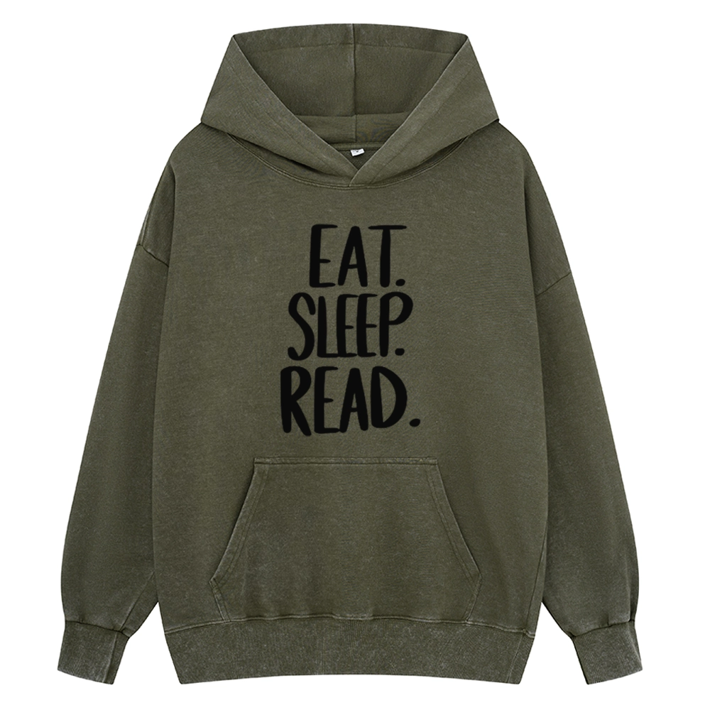 Pagewings Eat Sleep Read Unisex Washed Hoodie