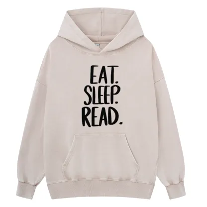 Pagewings Eat Sleep Read Unisex Washed Hoodie