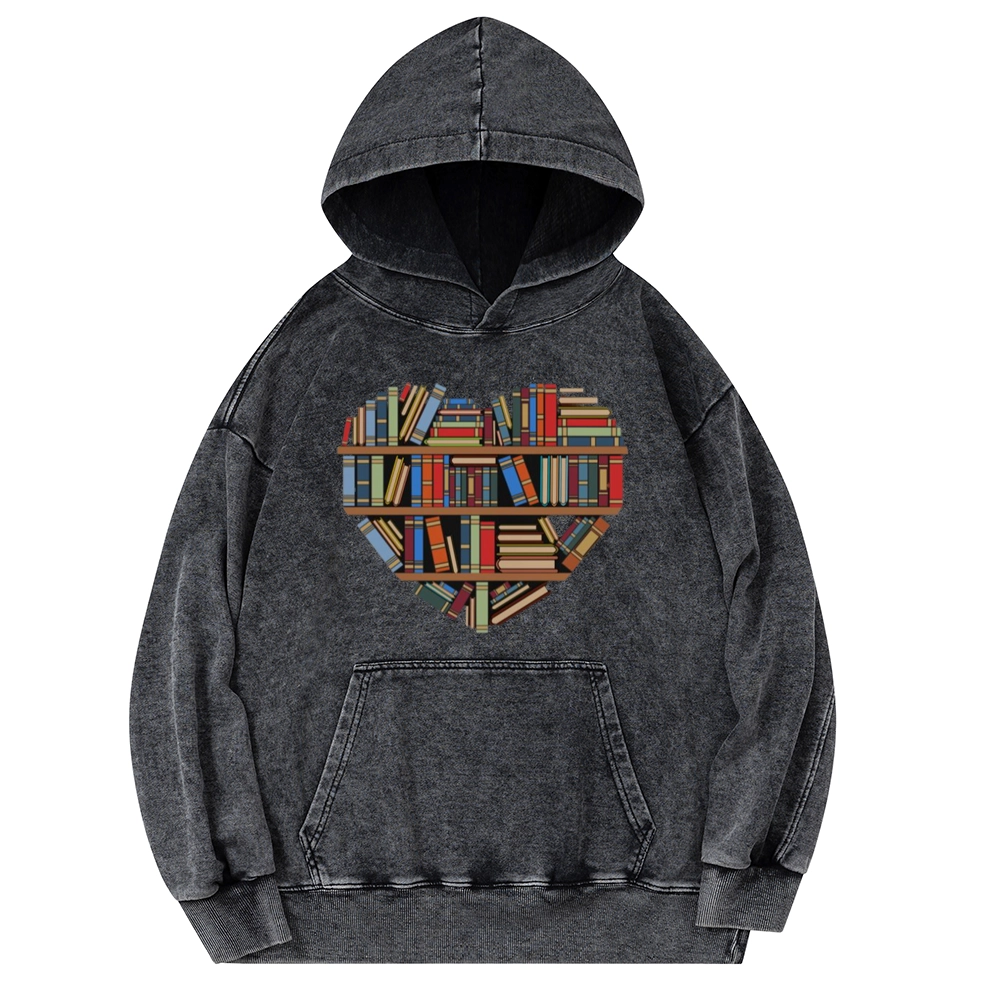 Pagewings Hearty Library Books Unisex Washed Hoodie