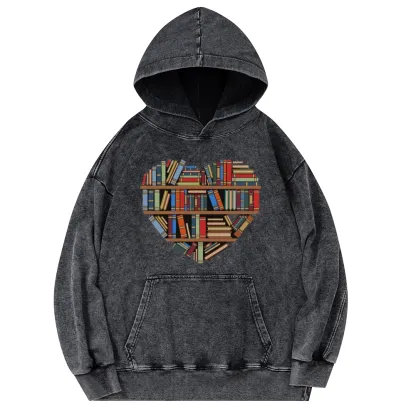 Pagewings Hearty Library Books Unisex Washed Hoodie