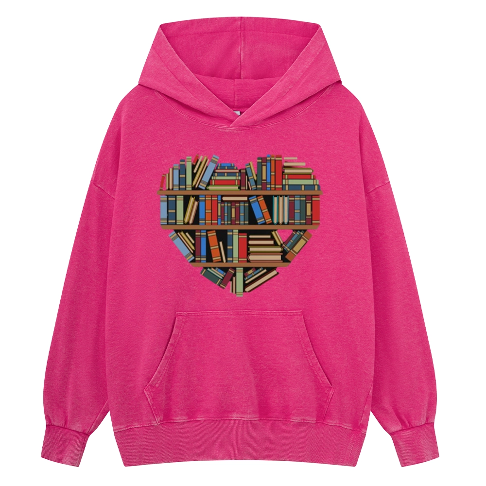 Pagewings Hearty Library Books Unisex Washed Hoodie