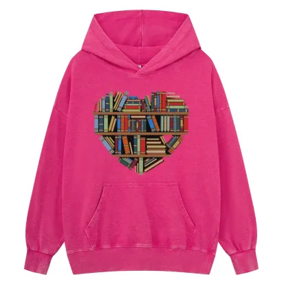 Pagewings Hearty Library Books Unisex Washed Hoodie