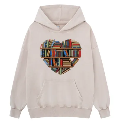 Pagewings Hearty Library Books Unisex Washed Hoodie
