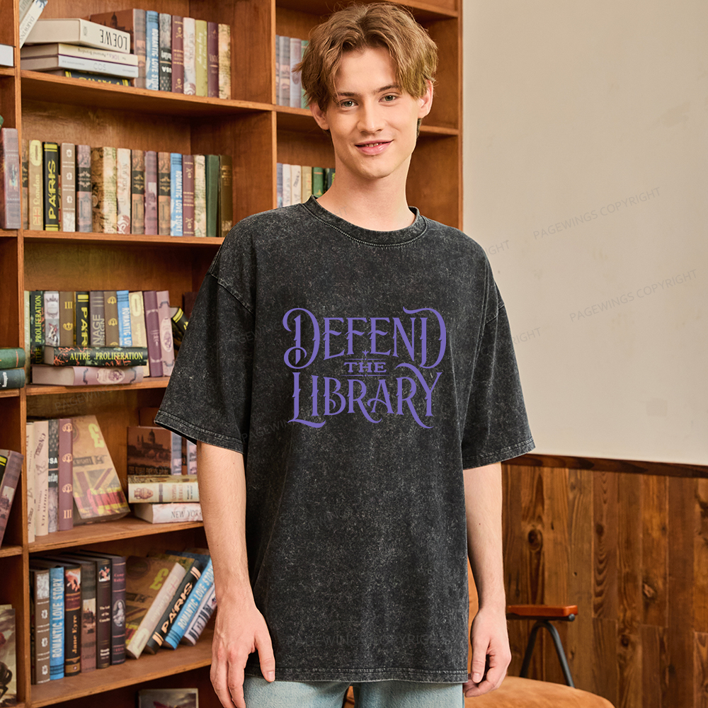Pagewings Defend The Library Unisex Washed T-shirt