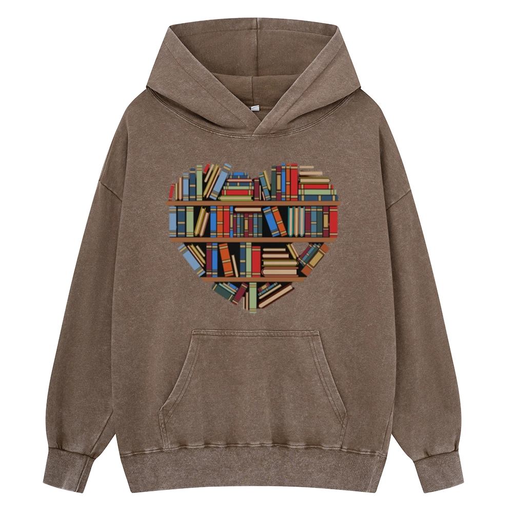 Pagewings Hearty Library Books Unisex Washed Hoodie