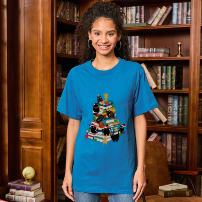 Pagewings Cute Cats Books Christmas Tree Unisex Classic T-shirt
