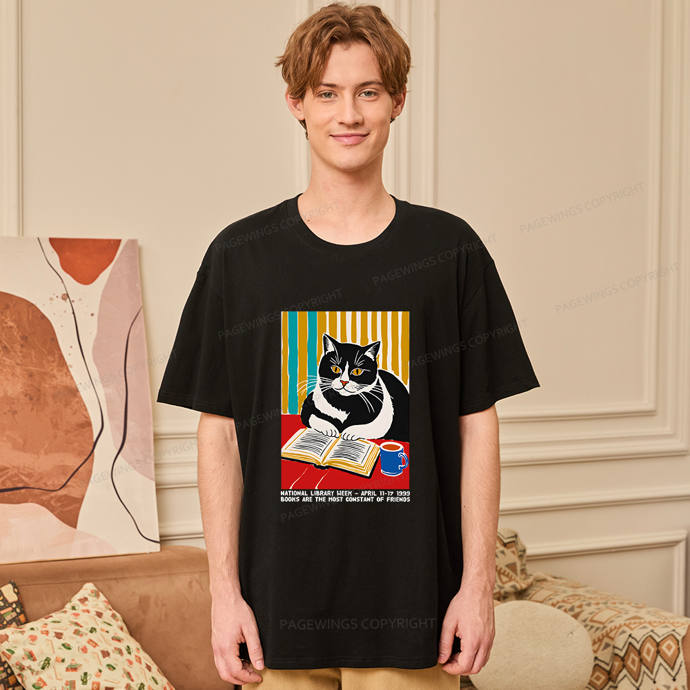 Pagewings Ational Library Week Cat Poster Unisex Classic T-shirt