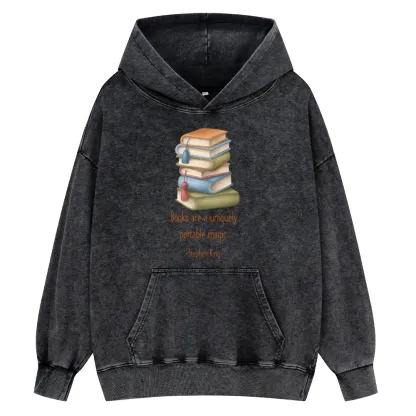 Pagewings Books Are A Uniquely Portable Magic Unisex Washed Hoodie